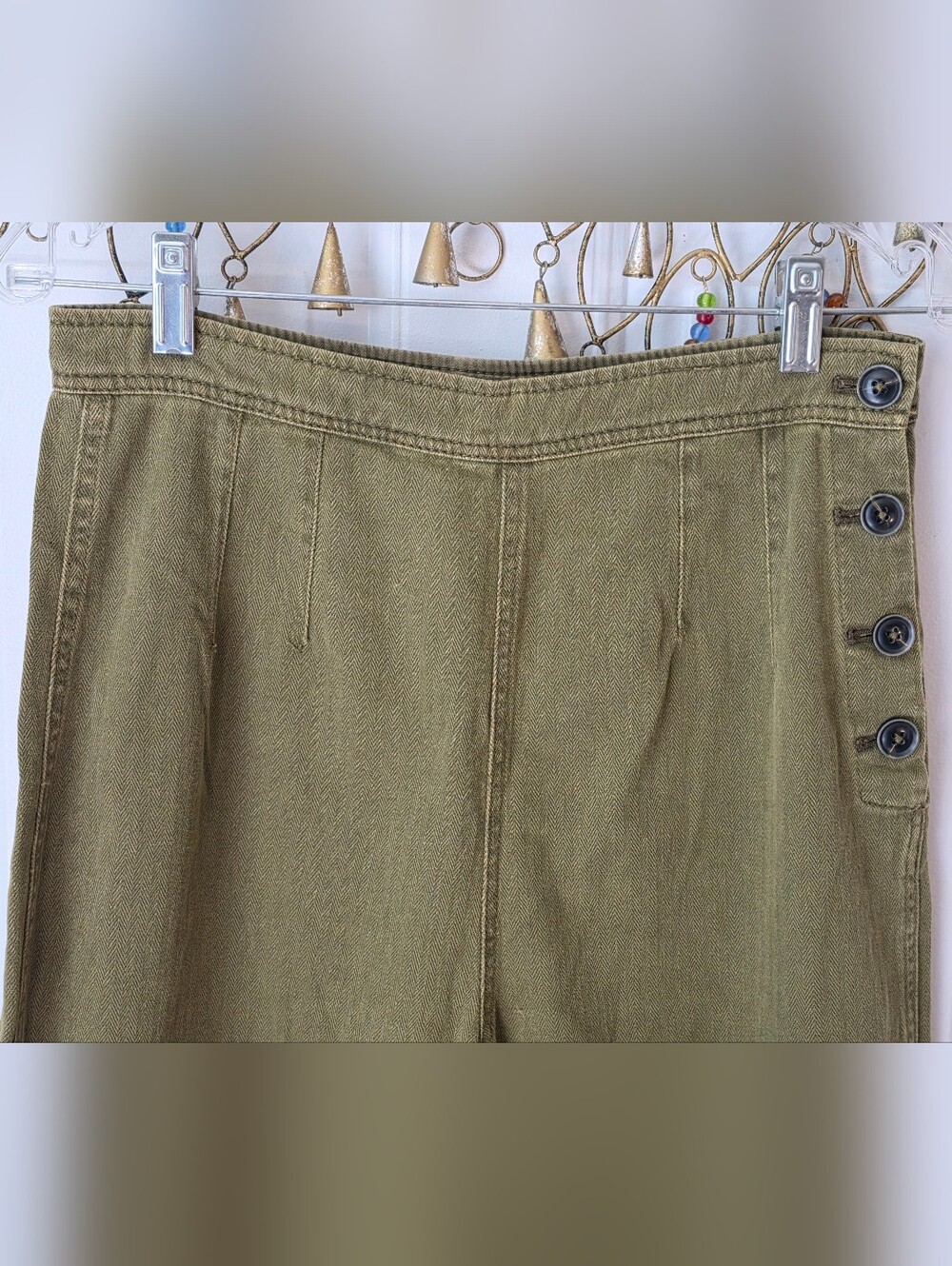 Free People X Revolve Clean Mod Cropped Wide-Leg Utility Pants Womens 8 Olive Co - Picture 3 of 14